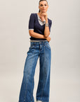 Toxik3 wijde jeans met geribbelde plooien