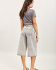 Raw blue low-rise Bermuda shorts