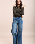 Toxik3 extra wide ribbed stretch jean pants denim blue