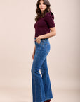 Toxik3 pantalon jean stretch flare nervurés