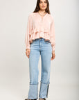 Toxik3 pantalon wide en jean stretch turn-up