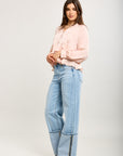 Toxik3 pantalon wide en jean stretch turn-up