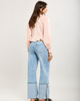 Toxik3 pantalon wide en jean stretch turn-up