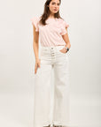 Pantalón ancho Toxik3 en denim elástico con botones decorados