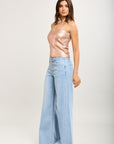 Toxik3 stretch wide jean pants with rhinestone buttons