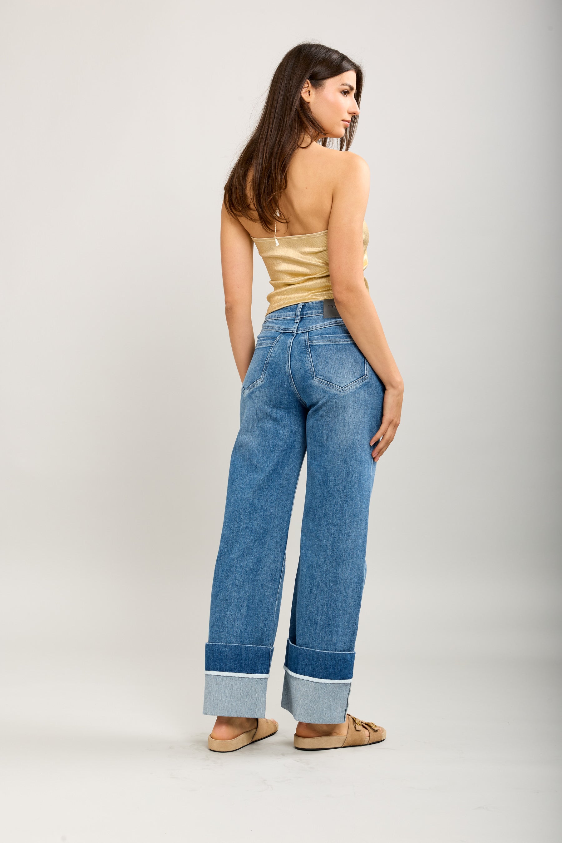 Toxik3 straight stretch denim pants with turn-up pockets