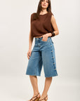 Toxik3 bermuda wide denim stretch détails clous