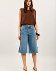 Toxik3 bermuda wide denim stretch détails clous