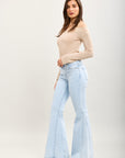 Toxik3 geribbelde flare-jeansbroek met stretch