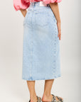 Toxik3 jupe crayon longue denim fendue incrustations strass