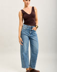 Kurz geschnittene Ballon-Jeanshose aus Stretch-Denim von Toxik3