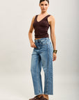 Kurz geschnittene Ballon-Jeanshose aus Stretch-Denim von Toxik3