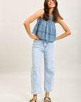 Toxik3 ballon cropped jeansbroek van stretchdenim