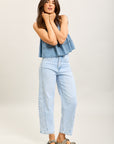 Toxik3 ballon cropped jeansbroek van stretchdenim