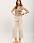 Toxik3 wide cropped stretch denim pants