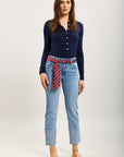 Toxik3 verkürzte, gerade Denim-Lyocell-Hose mit Bündchen-Accessoire