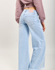 Toxik3 wide denim stretch jean pants low waist frayed ankles