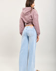 Toxik3 wide denim stretch jean pants low waist frayed ankles