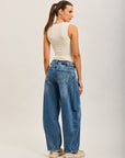 Toxik3 Stretch-Denim-Ballon-Jeanshose mit Knöpfen in der Taille
