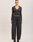 Toxik3 Stretch-Denim-Ballon-Jeanshose mit Knöpfen in der Taille