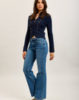 Toxik3 Bootcut-Jeanshose aus Stretch-Denim mit abgesteppten Taschen