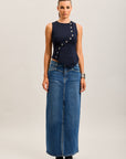 Toxik3 langer Stretch-Jeans-Bleistiftrock mit Schlitz