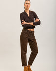 Toxik3 pantalon jean mom cropped denim stretch ourlet