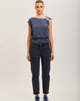 Toxik3 pantalon jean mom cropped denim stretch ourlet