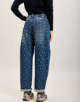 Toxik3 pantalon jean balloon ourlet denim imprimé