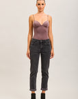 Toxik3 pantalon jean mom cropped denim stretch ourlet léopard