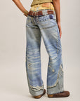 Toxik3 wide printed stretch denim jean pants