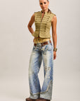 Toxik3 wide printed stretch denim jean pants