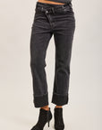 Toxik3 pantalon jean droit cropped denim stretch revers