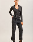 Toxik3 pantalon jean droit cropped denim stretch revers