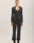 Toxik3 pantalon jean droit cropped denim stretch revers