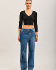 Toxik3 pantalon jean droit Lyocell fermeture asymétrique boutons