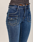 Toxik3 stretch denim bootcut jean pants buttoned pockets