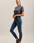 Toxik3 super stretch wrinkled slim denim jean pants with cuffed buttons