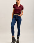Toxik3 super stretch wrinkled slim denim jean pants with cuffed buttons