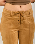 Toxik3 Stretch-Velours-Bootcut-Spitzenhose