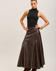Toxik3 long faux leather pencil skirt