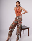 Toxik3 pantalon wide Lyocell imprimé noeud