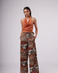 Toxik3 pantalon wide Lyocell imprimé noeud