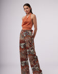Toxik3 pantalon wide Lyocell imprimé noeud