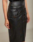 Toxik3 Skirt Skirt Fallow Leather Pockets Plated Boucles