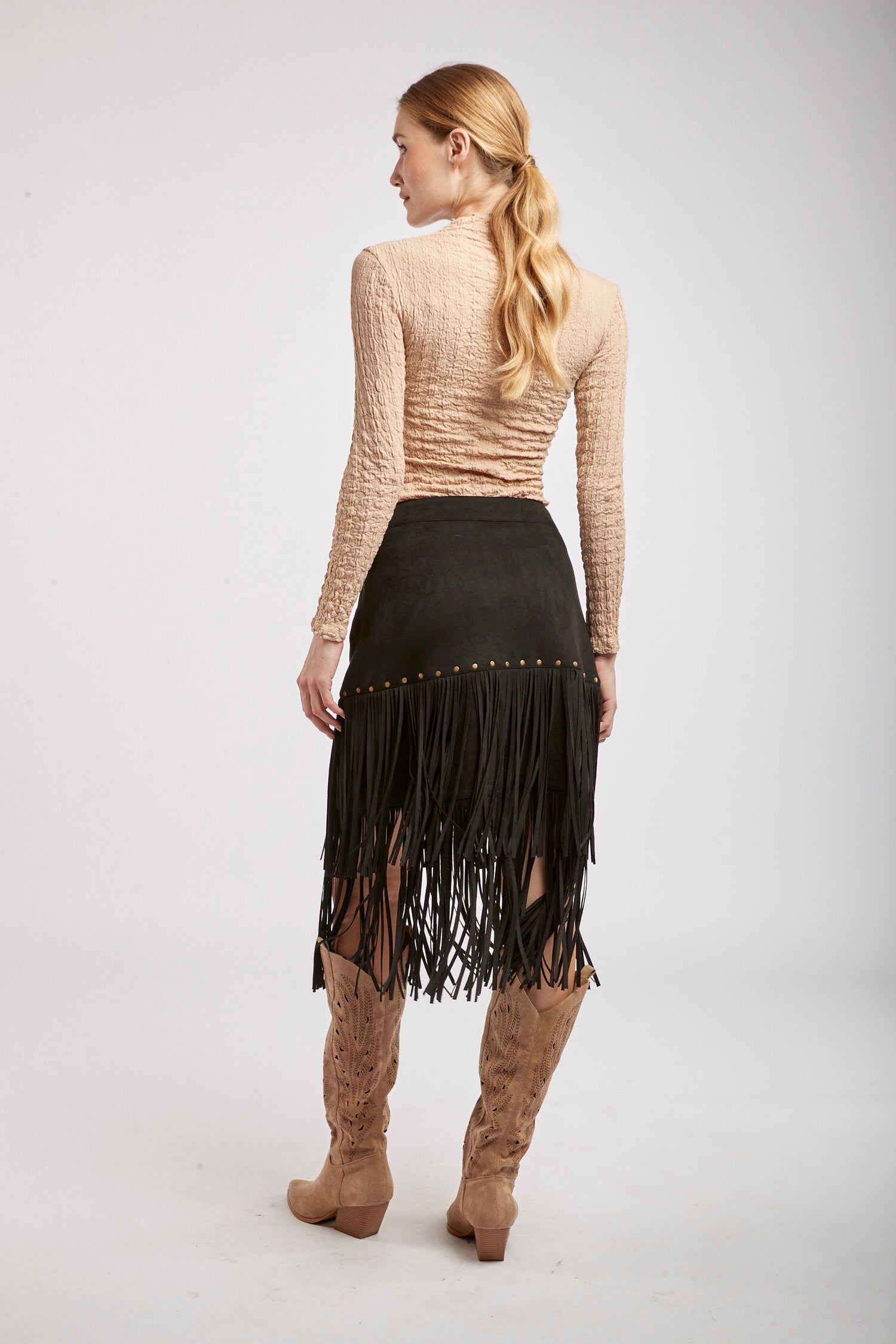 Swedish fringe skirt -Moka