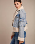 Toxik3 Denim and fleece bi-material jacket