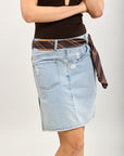 Toxik3 mid-length slit denim pencil skirt asymmetrical construction