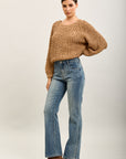 Toxik3 straight stretch denim pants with flower decorations
