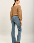 Toxik3 straight stretch denim pants with flower decorations